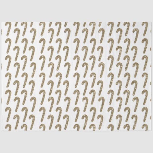Gold Candy Canes Whimsical White Christmas Seidenpapier (Vorderseite)