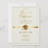 Gold Cap Abschluss Cream ID834 Einladung (Vorderseite)