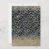 Gold-Cap, Diamonds Blue Leopard-Abschluss Einladung (Rückseite)