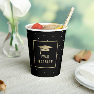 Gold Cap EDITABLE Abschluss Paper Cup Pappbecher
