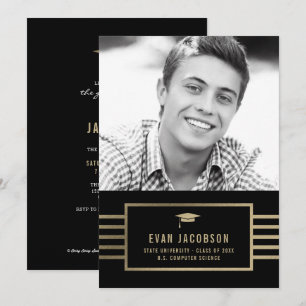 Gold Cap EDITABLE COLOR Abschlussankündigung Einladung