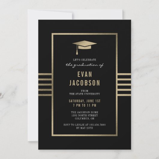 Gold Cap EDITABLE FARBEN Abschluss Einladung (Vorderseite)