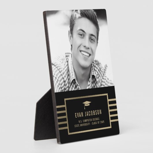 Gold Cap EDITABLE FARBEN Abschluss Foto Plaque Fotoplatte (Seite)