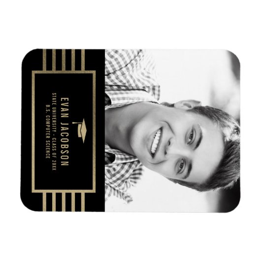 Gold Cap EDITABLE FARBEN Abschluss Magnet (Horizontal)