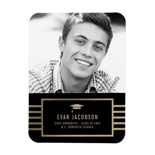 Gold Cap EDITABLE FARBEN Abschluss Magnet (Vertikal)