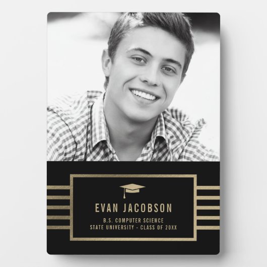 Gold Cap EDITABLE FARBEN Abschluss Plaque Fotoplatte (Vorderseite)