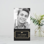 Gold Cap EDITABLE FARBFoto-Abschluss-Karte Ankündigung (Stehend Vorderseite)