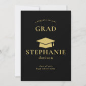 Gold Cap Glückwunschs Grad Abschluss 2023 Black Ankündigung (Vorderseite)