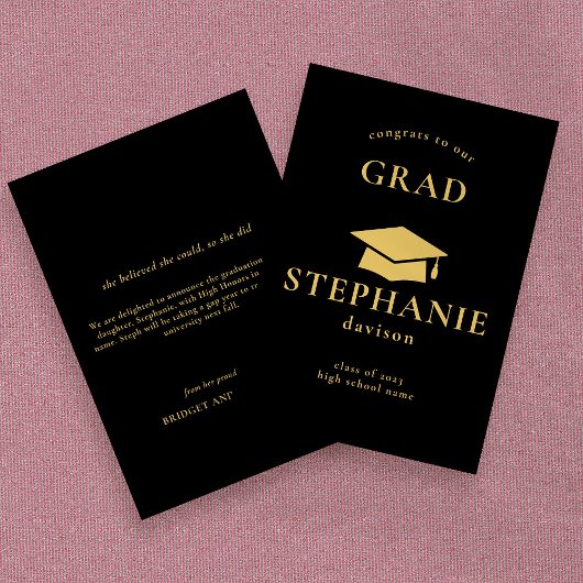 Gold Cap Glückwunschs Grad Abschluss 2023 Black Ankündigung