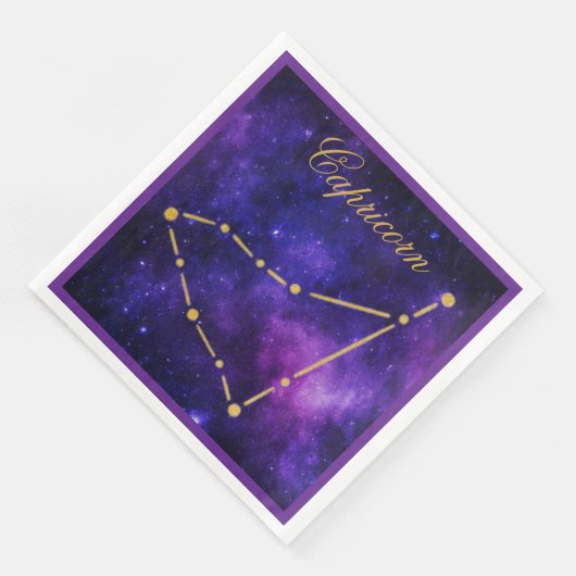 Gold Capricorn Constellation on Dark Galaxy| Serviette (Ecke)
