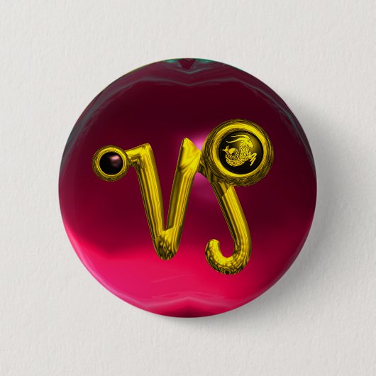 GOLD CAPRICORN / ZODIAC SIGN JEWEL BUTTON (Vorderseite)