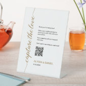 Gold Capture the Liebe QR Code Hochzeit Foto Aktie Sockelschild (In Situ)