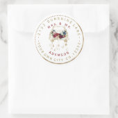 Gold Car Burgundy Blume Rundschreiben Runder Aufkleber (Tasche)