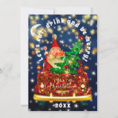 Gold Car Frohe Weihnachtsfeier Abendessen Santa Na Einladung (Rückseite)