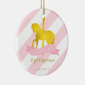 Gold Carousel Horse Baby's First Christmas Keramik Ornament (Rechts)