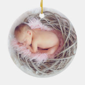 Gold Carousel Horse Baby's First Christmas Keramik Ornament (Hinten)