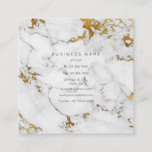 Gold Carrara Gray Marble Vip Business Card Quadratische Visitenkarte (Rückseite)