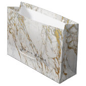Gold Carrara Marble Metallic Geschenk Grau Silber Große Geschenktüte (Vorderseite Schrägansicht)