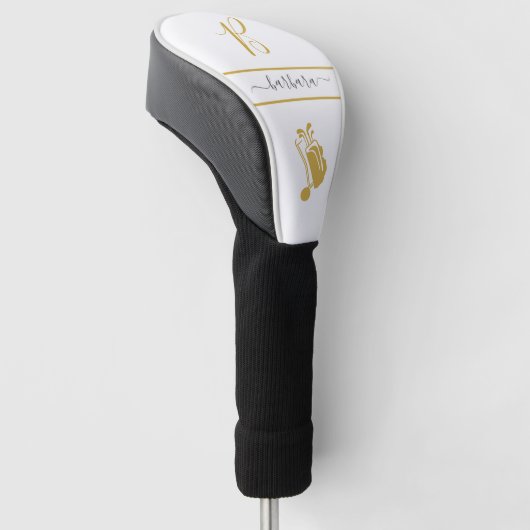 Gold Cart Monogram Initial und Name Personalisiert Golf Headcover (angewinkelt)