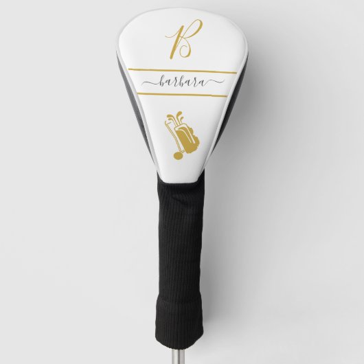 Gold Cart Monogram Initial und Name Personalisiert Golf Headcover (Vorderseite)