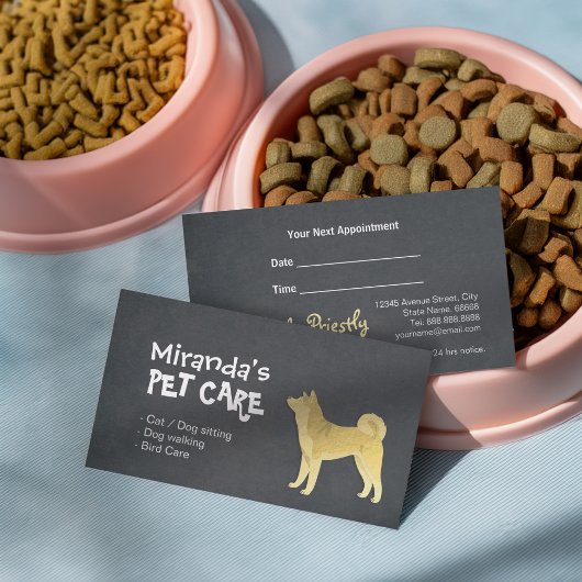 Gold Cartoon Welpen Akita Inu / Shiba Inu Pet Car Terminkarte