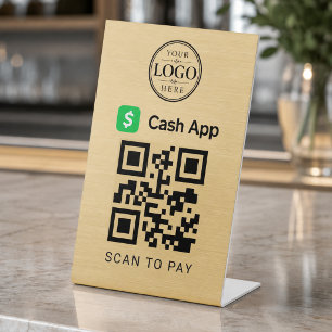 Gold Cash App Scan to Pay Tischdisplay Sockelschild