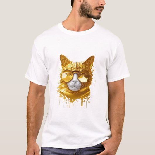 GOLD CAT AI Printable Art Generator T-Shirt (Vorderseite)