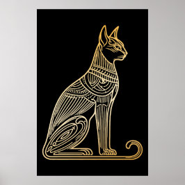 Gold Cat Illustration für Katzenliebhaber Lineart  Poster