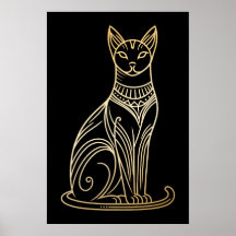 Gold Cat Illustration für Katzenliebhaber Lineart