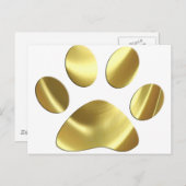 Gold Cat Paw Print Postkarte (Vorne/Hinten)