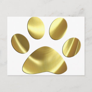 Gold Cat Paw Print Postkarte