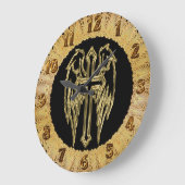 Gold catholic cross with wings große wanduhr (Winkel)