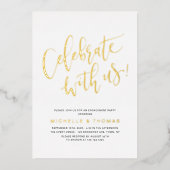 Gold Celebrate mit US-Skripte einfach Folieneinladung (Vorderseite)