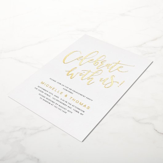 Gold Celebrate mit US-Skripte einfach Folieneinladung (Gedreht)