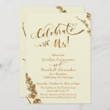 Gold "Celebrate with us" mit Botanicals, Elfenbein
