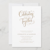 Gold Celebrating Together Couples Duschkabine Foto Einladung (Vorderseite)