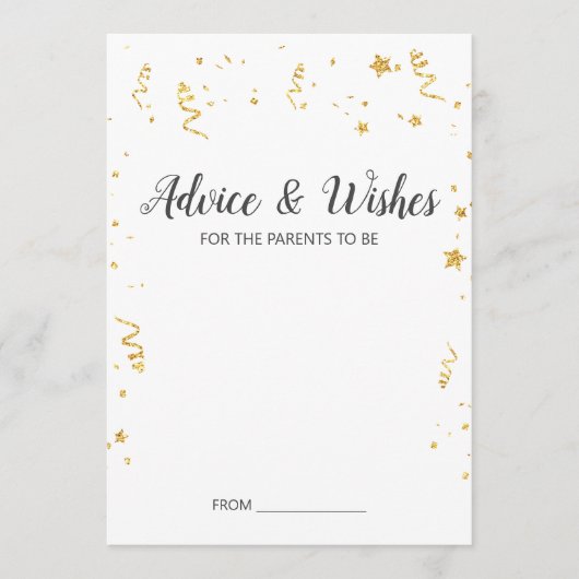 Gold Celebration Baby Shower Advisor Cards Hinweiskarte (Vorderseite)
