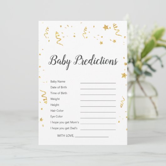Gold Celebration Baby Shower Baby Predictions Spie (Stehend Vorderseite)