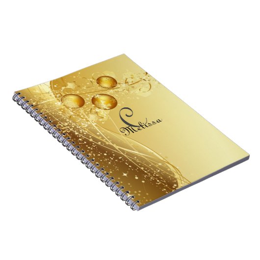 Gold Celebration Custom Monogram Name Notebook Notizblock (Rechte Seite)