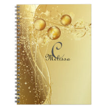 Gold Celebration Custom Monogram Name Notebook