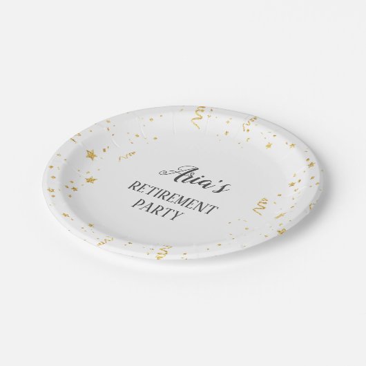 Gold Celebration Retirement Party Pappteller (Schrägansicht)