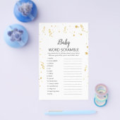 Gold Celebration Shower UK Baby Word Scramble Flyer (Einzeln)
