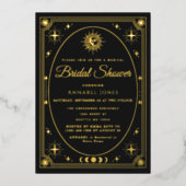 Gold Celestial Black Tarot Card Brautparty Folieneinladung (Vorderseite)