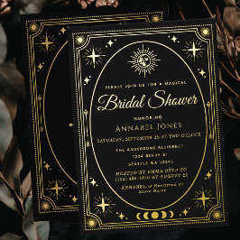 Gold Celestial Black Tarot Card Brautparty Folieneinladung