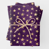 Gold Celestial Moon and Stars Dunkel Lila Geschenkpapier Set (Beispiel)