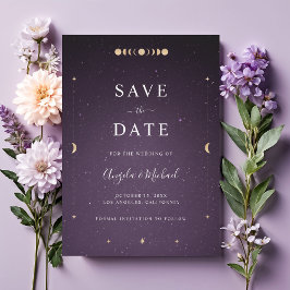 Gold Celestial Moon Lila Galaxy Universe Cosmic Save The Date