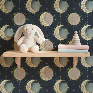 Gold Celestial Moon Phases & Stars Tapete