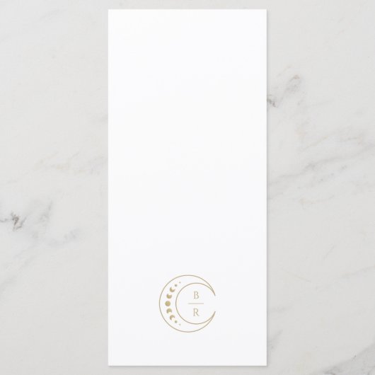 Gold Celestial Moon Wedding Menükarte (Rückseite)