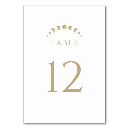 Gold Celestial Moon Wedding Tischnummer (Vorderseite)