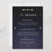 Gold Celestial Starry Moon Details Hochzeitskarte Einladung (Vorderseite)